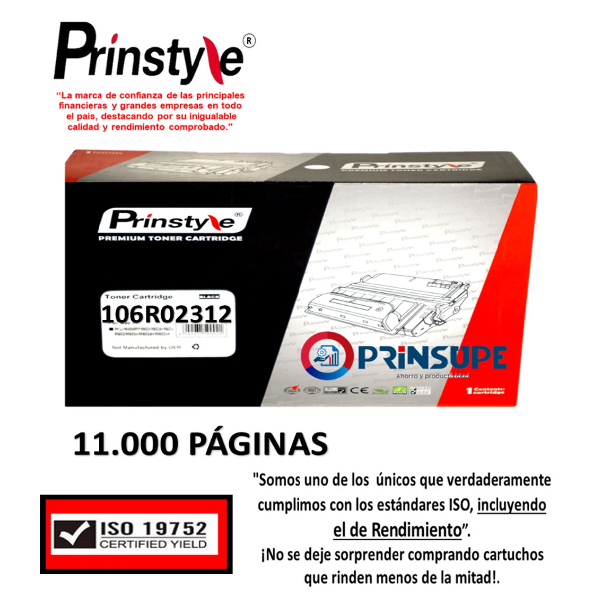 GENERICO - TONER PRINSTYLE 106R02312 11.000 PÁG P/XEROX. ISO RENDIMIENTO 19752