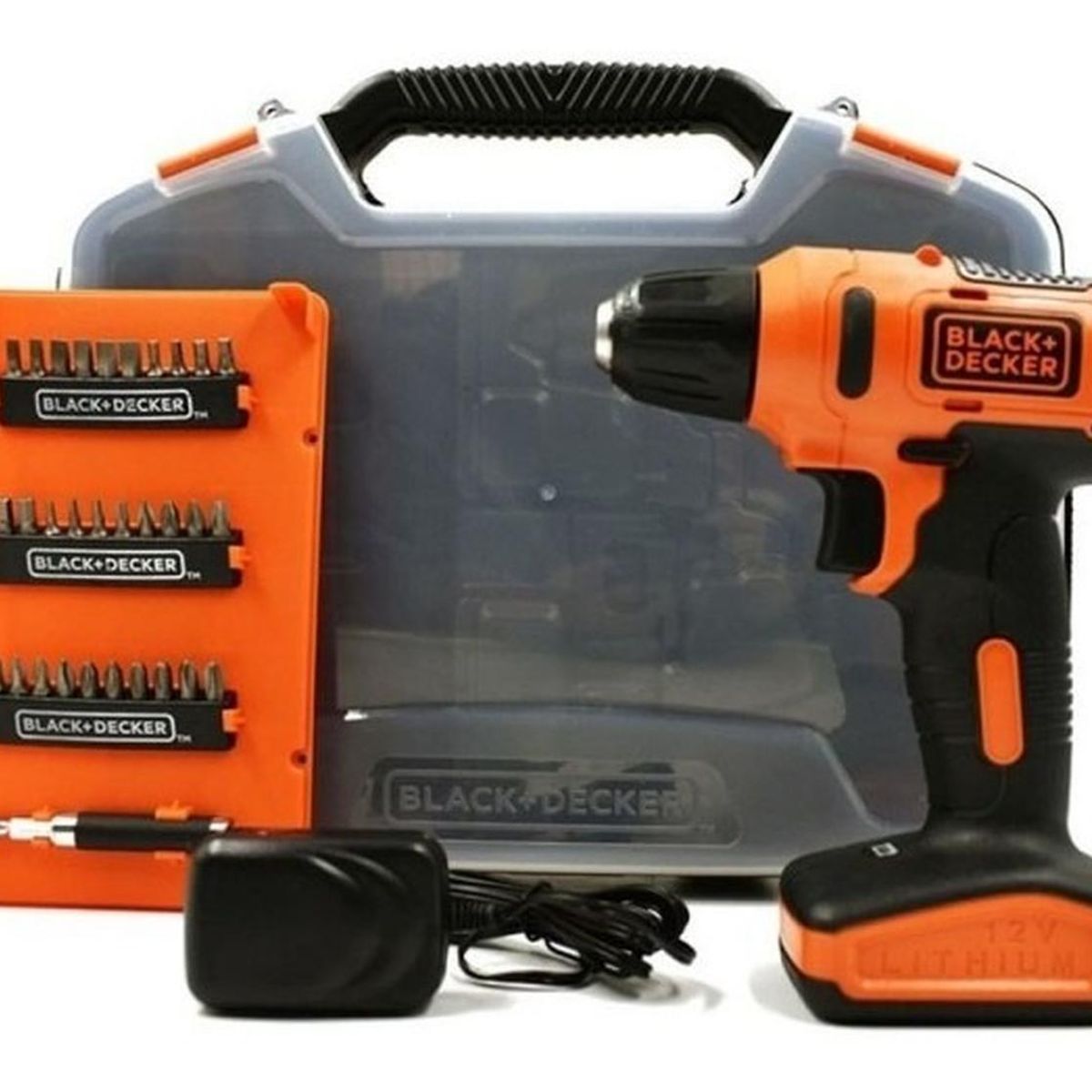 BLACK+DECKER - Taladro atornillador 3/8" 12v + maleta 33 acc. black decker ld12sc-b2c.