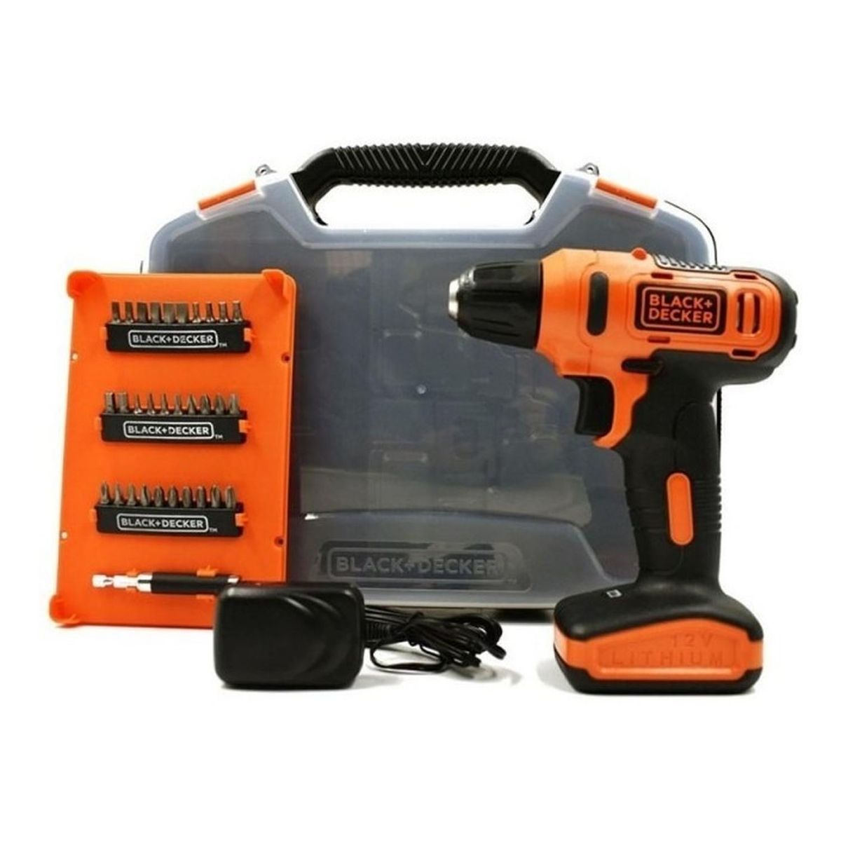 BLACK+DECKER - Taladro atornillador 3/8" 12v + maleta 33 acc. black decker ld12sc-b2c.