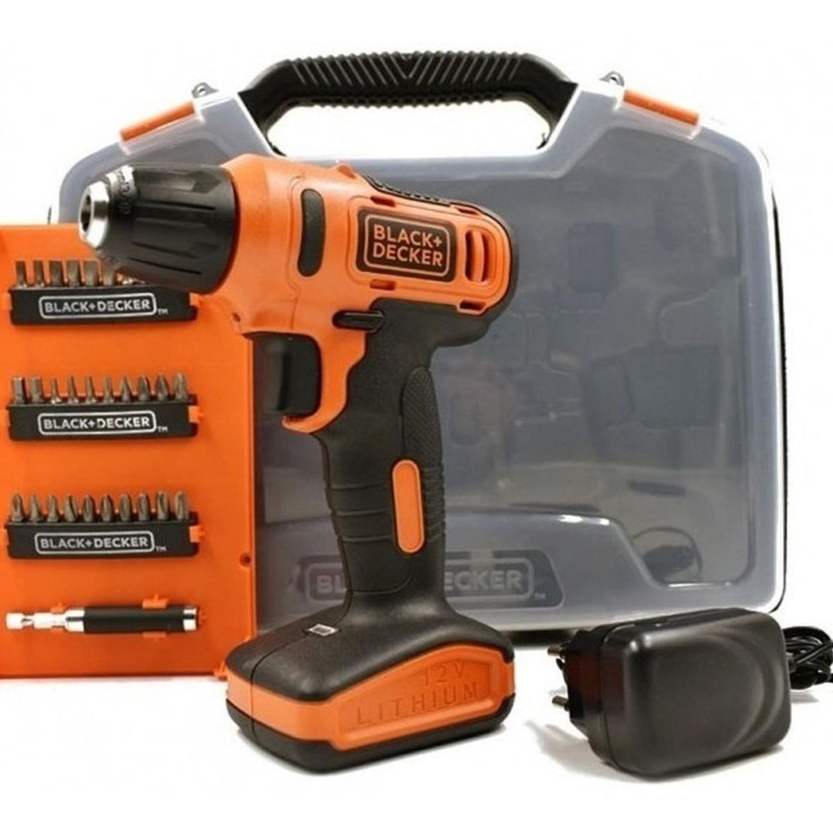 BLACK+DECKER - Taladro atornillador 3/8" 12v + maleta 33 acc. black decker ld12sc-b2c.