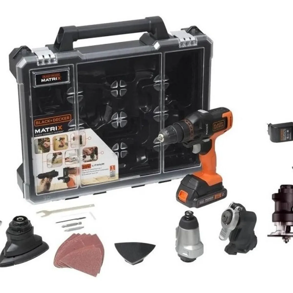 BLACK+DECKER - Taladro InalÃ¡mbrico 20V Matrix Kit 6 en1 Black + Decker MTX20K6A-B2C.