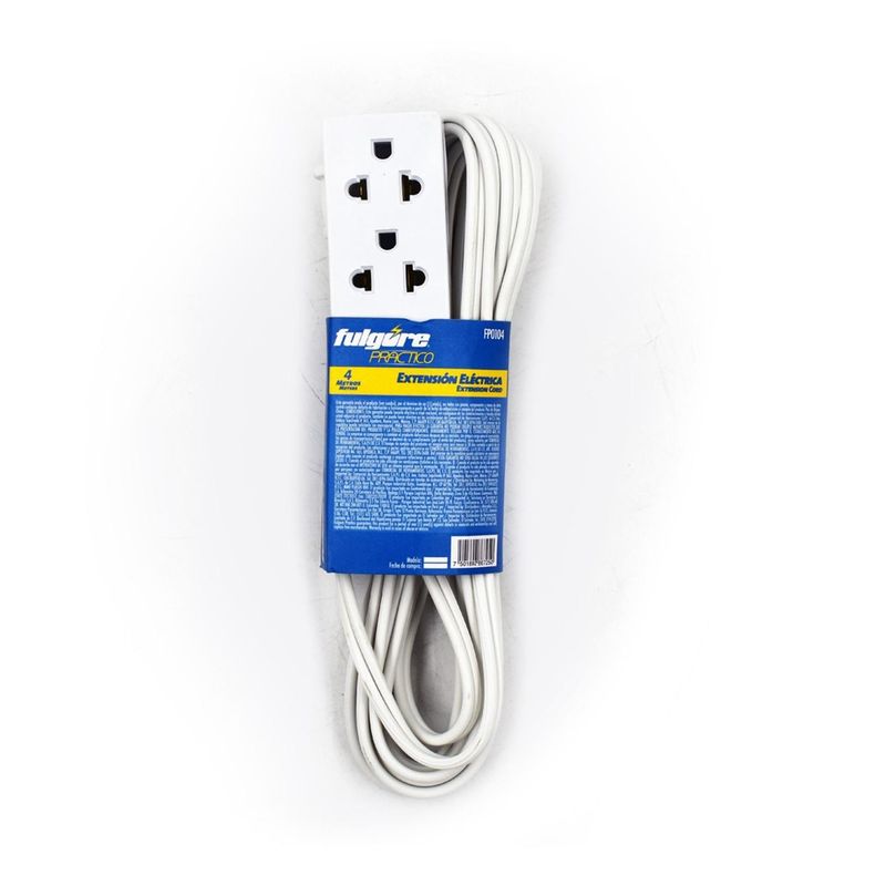 FULGORE - Extensión Doméstica Blanca 4 Metros Calibre 2x16 Fulgore FP0104