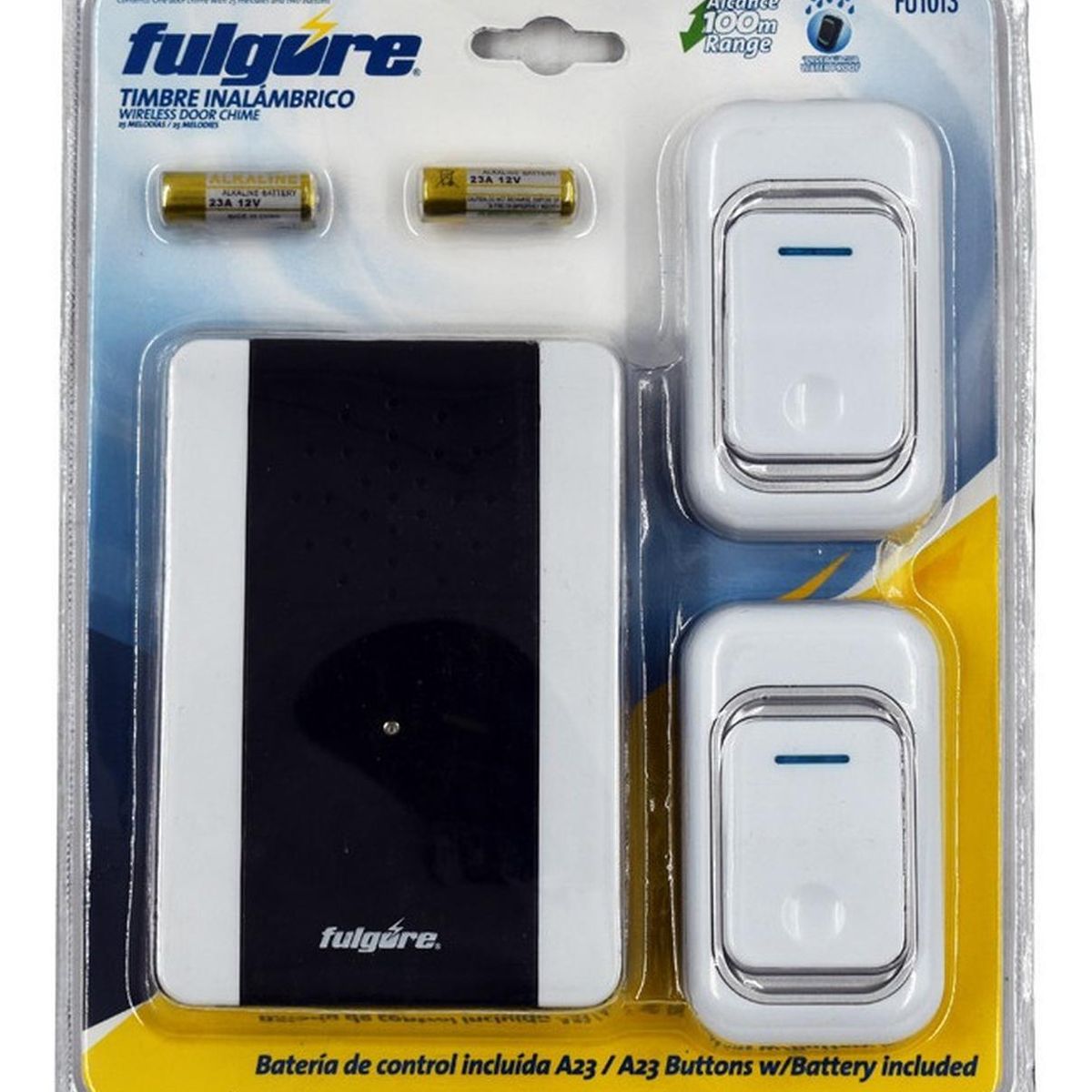 FULGORE - Timbre Inalámbrico 2 Controles y 1 Campana 25 Melodías Fulgore FU1013