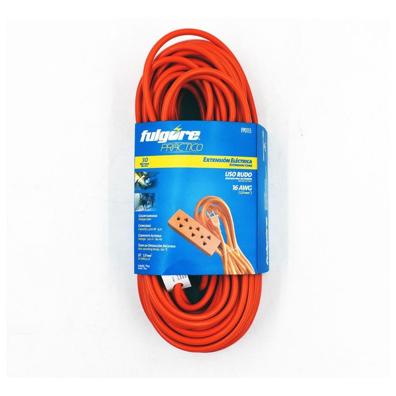 FULGORE - Extensión Uso Rudo Naranja 30 Metros Calibre 2x16 Fulgore FP0115