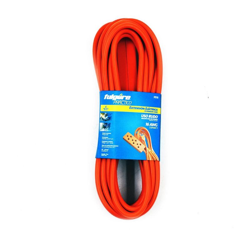 FULGORE - Extensión Uso Rudo Naranja 6 Metros Calibre 2x16 Fulgore FP0110