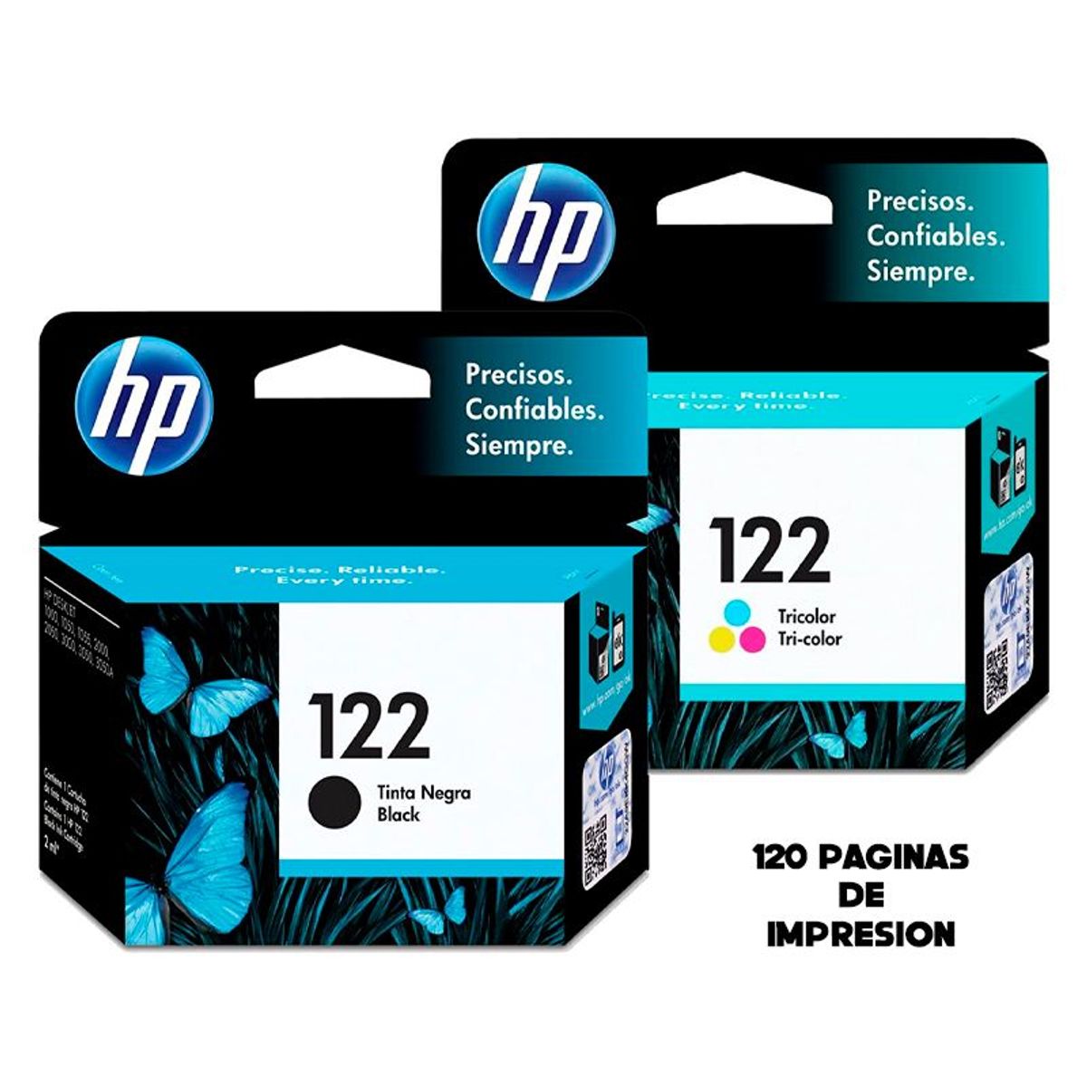 HP - Pack de tinta HP 122 Tricolor Y Negro