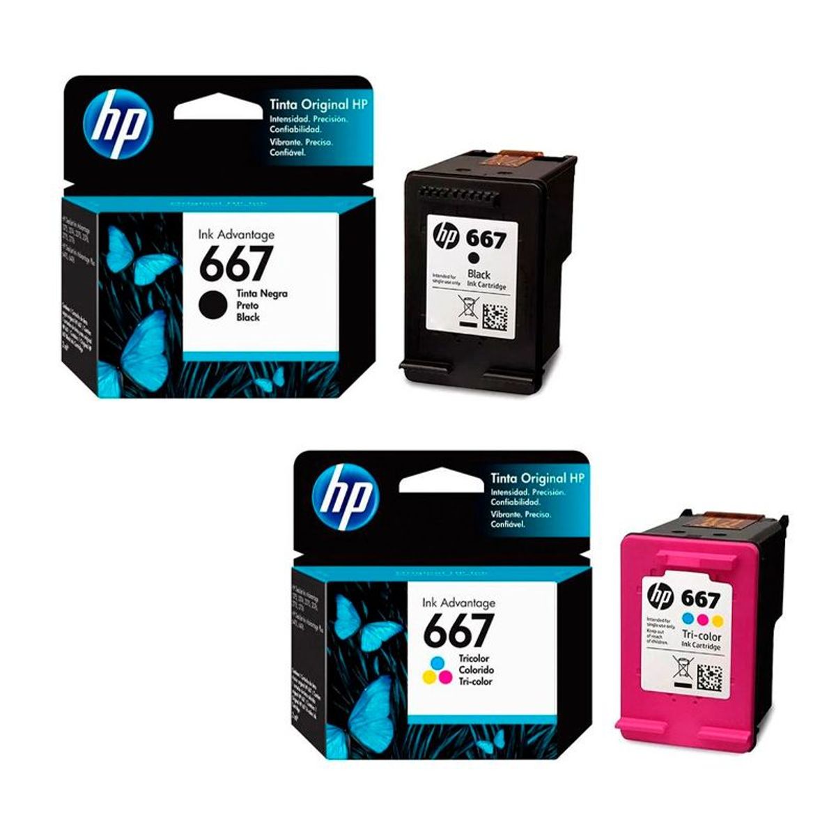 HP - Pack de Tinta Hp 667 Negro y Color