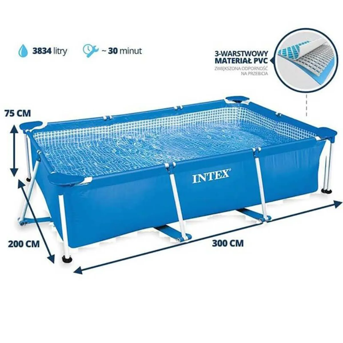 INTEX - Piscina Estructural  Rectangular 300 x 200 x 75 cm