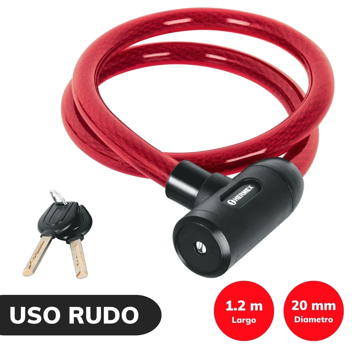 TRUPER - Candado Cadena para Bicicleta, moto con llave 20 mm Hermex