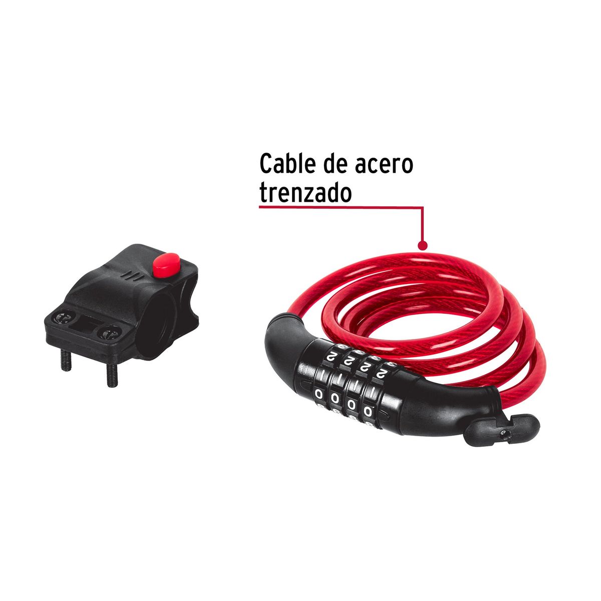 HERMEX - Candado De Cable Con Combinacion 8mm X 1 Metro Hermex
