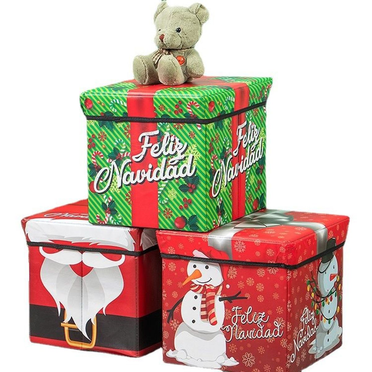 GENERICO - Caja Puff Navideño Baúl navideño resistente