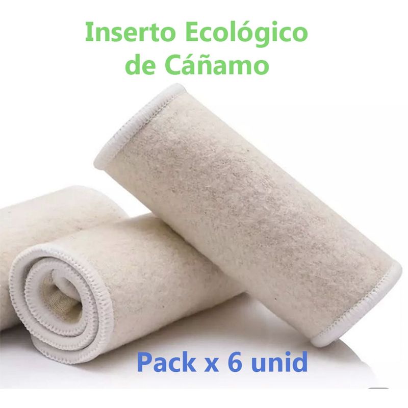 GENERICO - Inserto de Cáñamo- Pañal Ecológico de Tela - Pack x 6