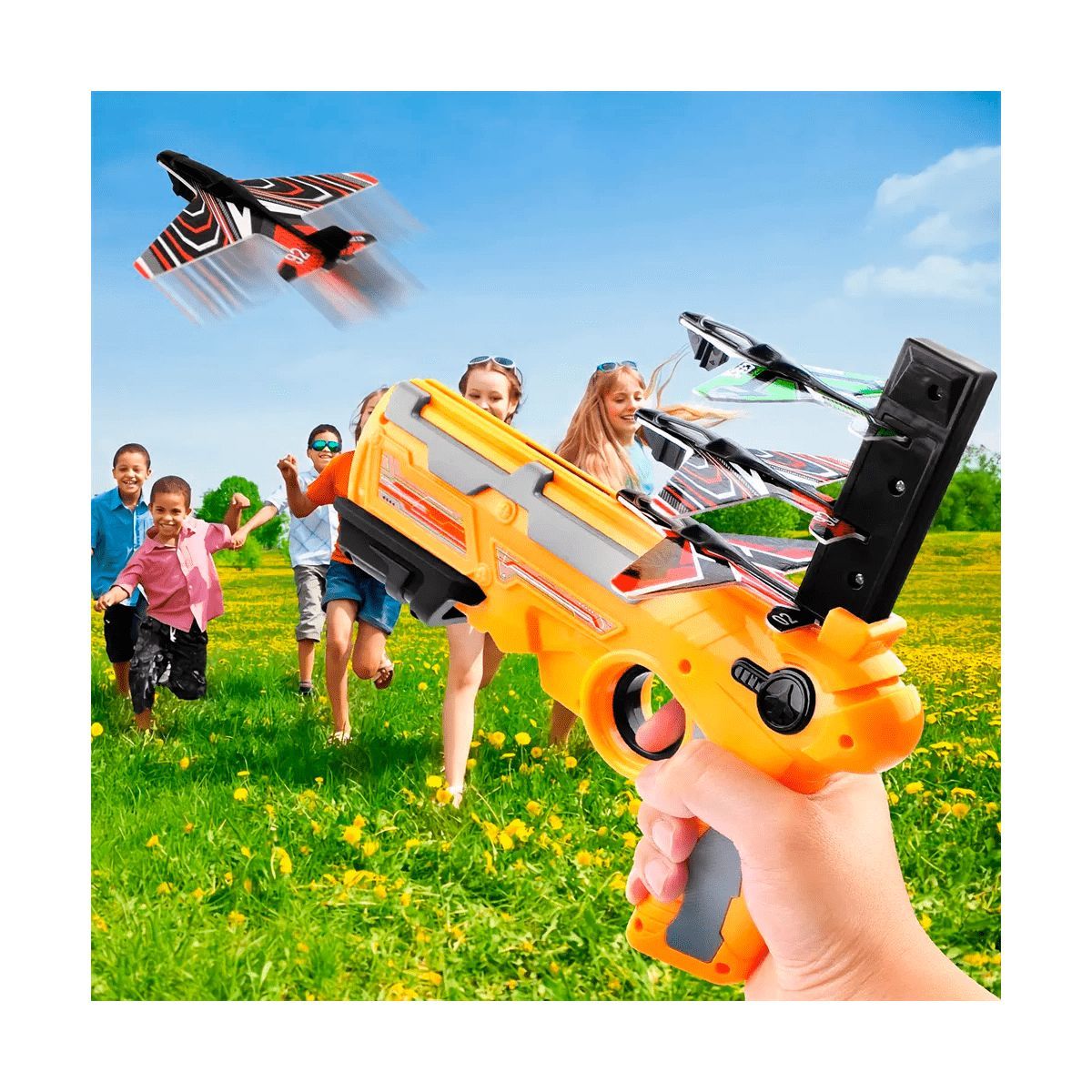 GENERICO - Pistola Lanza aviones Naranja