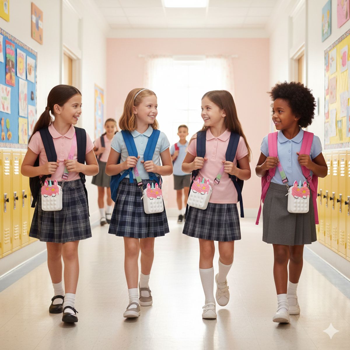 GENERICO - Mini Cartera Morral Pop it Antiestrés Unicornio Blanco