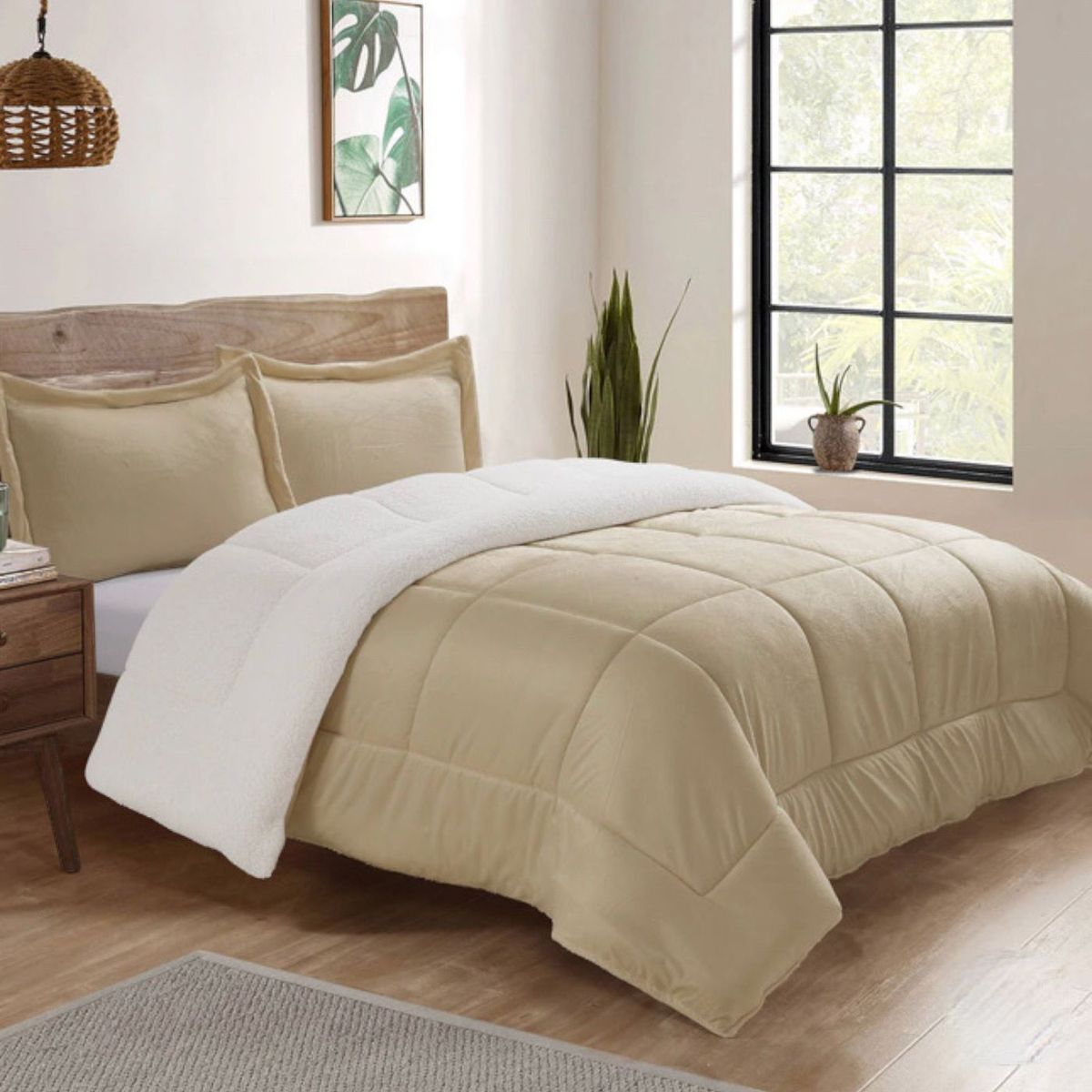 ISATEX HOME - Edredón Sherpa Premium Beige 1 Plaza