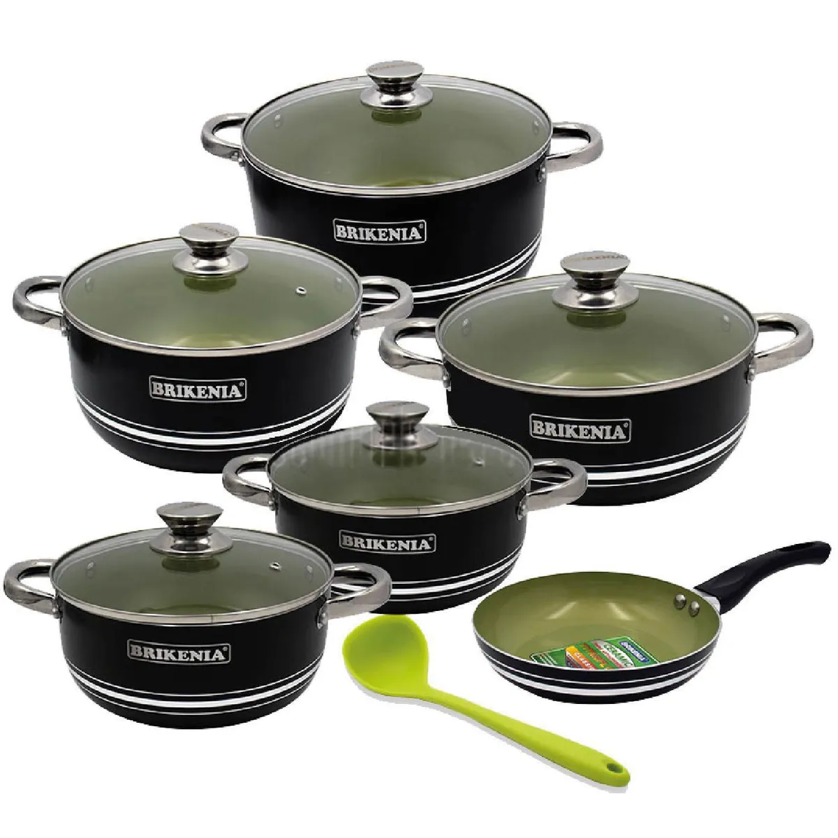 GENERICO - Juego de ollas BRIKENIA de CERAMICA de 11 piezas