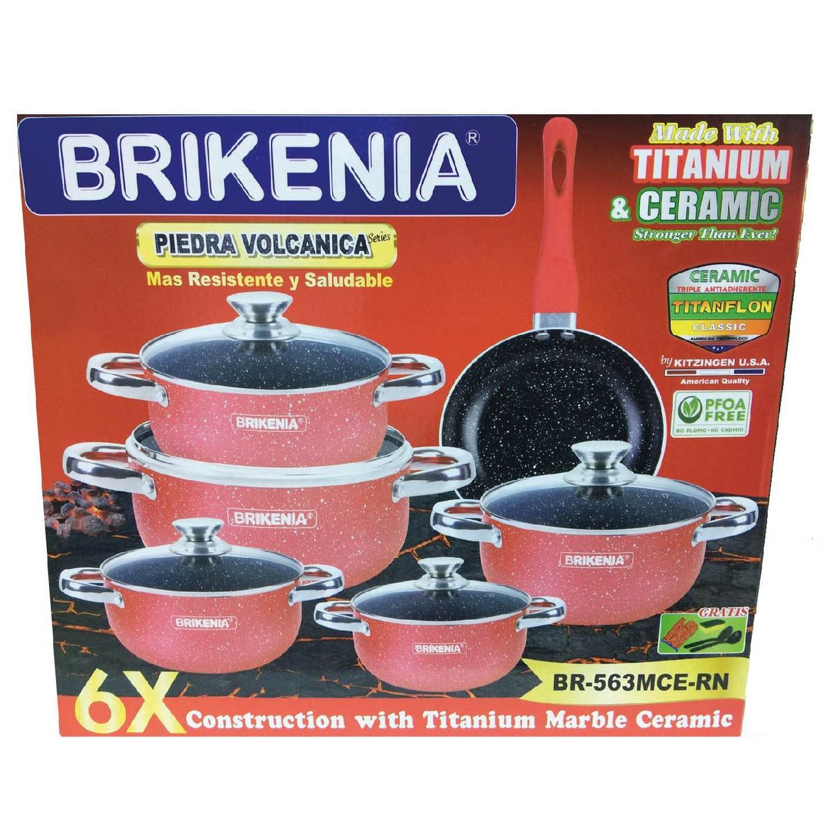 GENERICO - Juego de ollas BRIKENIA de Piedra Volcánica de 11piezas