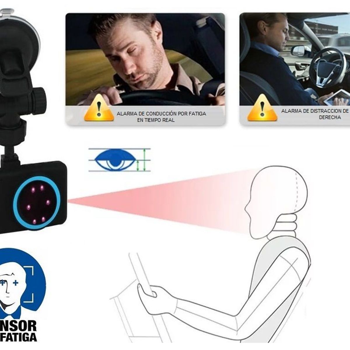GENERICO - Sensor de Fatiga Con Alarma Y Voz En Español