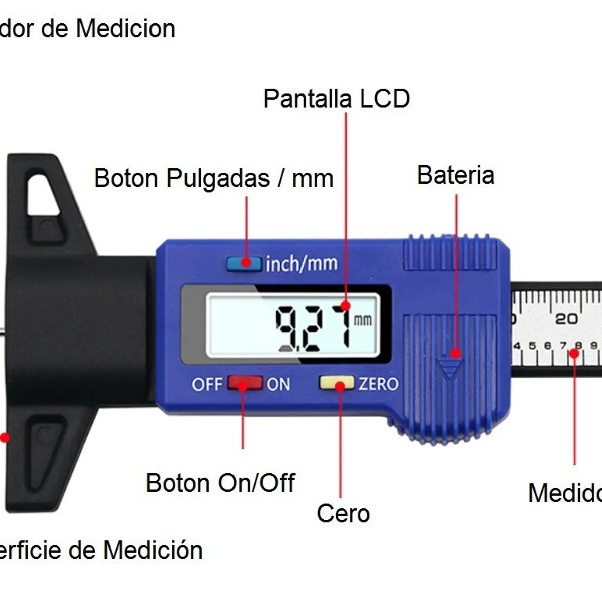 GENERICO - Profundimetro Medidor Desgaste Llantas Neumáticos Cocada