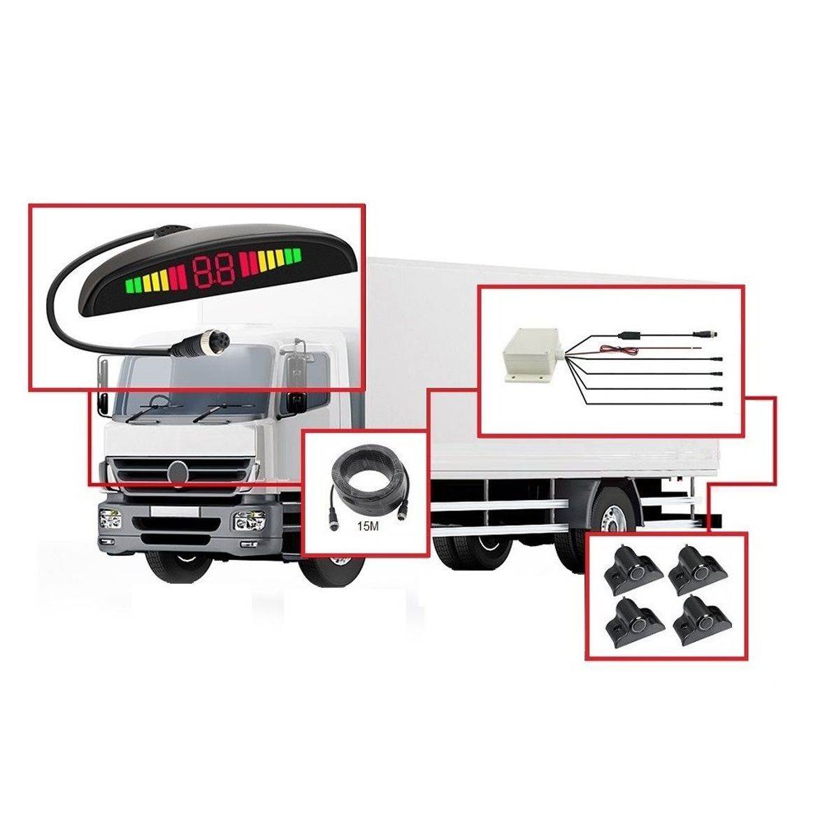 GENERICO - Sensor Retroceso Proximidad Con Sonido Y Pantalla 12-24v