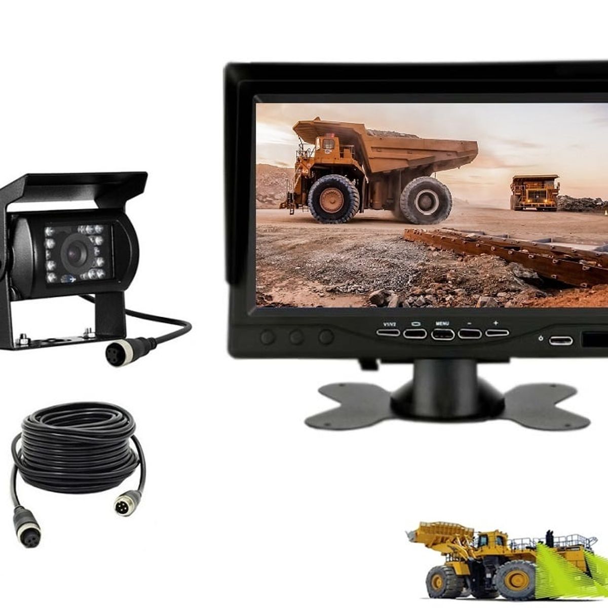 GENERICO - Kit Pantalla Dvr Camión Camara Cable Ahd 128gb Mineria