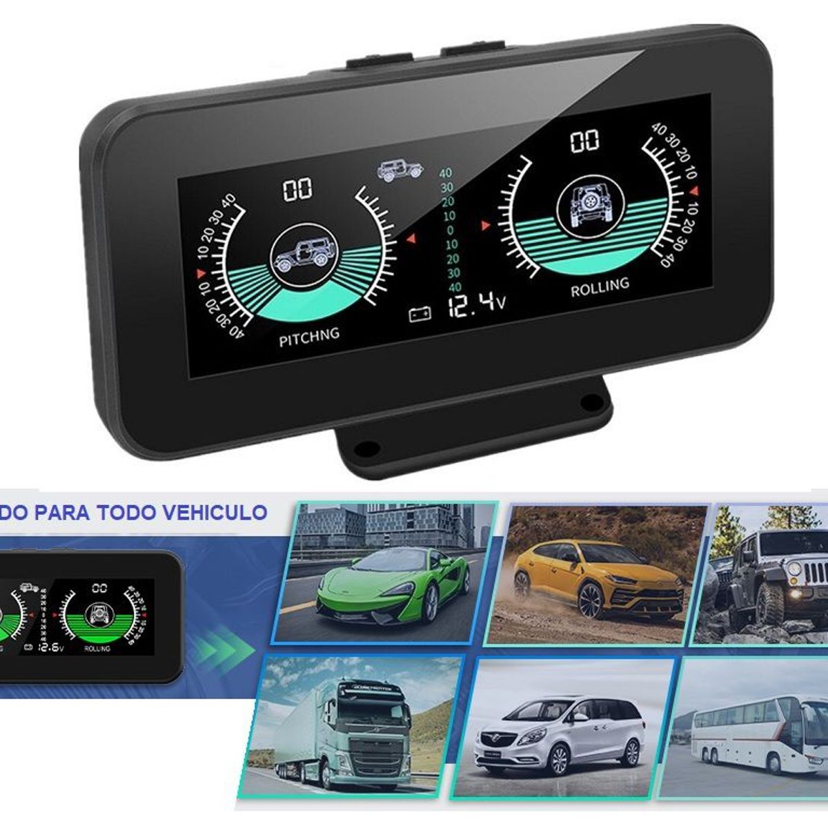 GENERICO - Inclinometro Digital Vehicular Pendiente Inclinación 12-24v