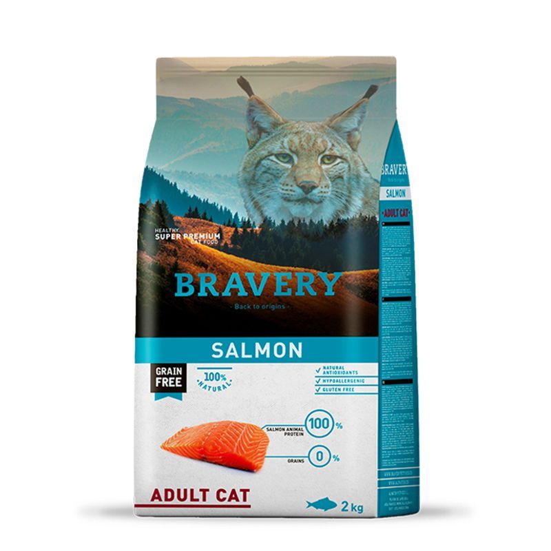 GENERICO - Bravery Salmón Alimento para Gatos Adultos 2 Kg