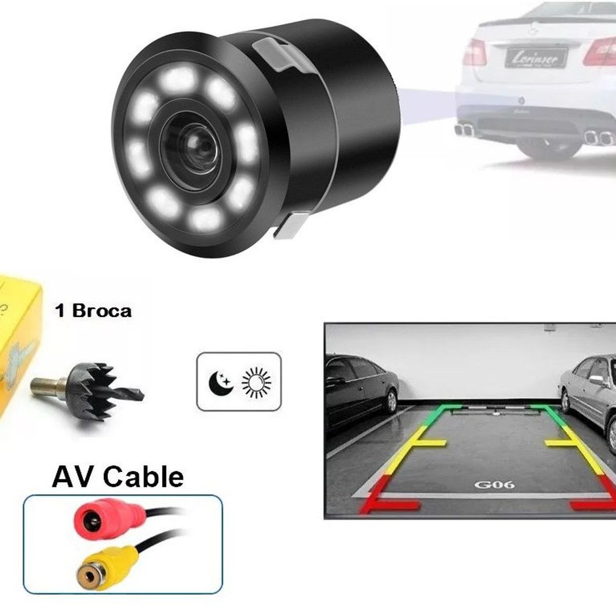 GENERICO - Camara De Retroceso Auto Camioneta Vehículos Universal 8 Led