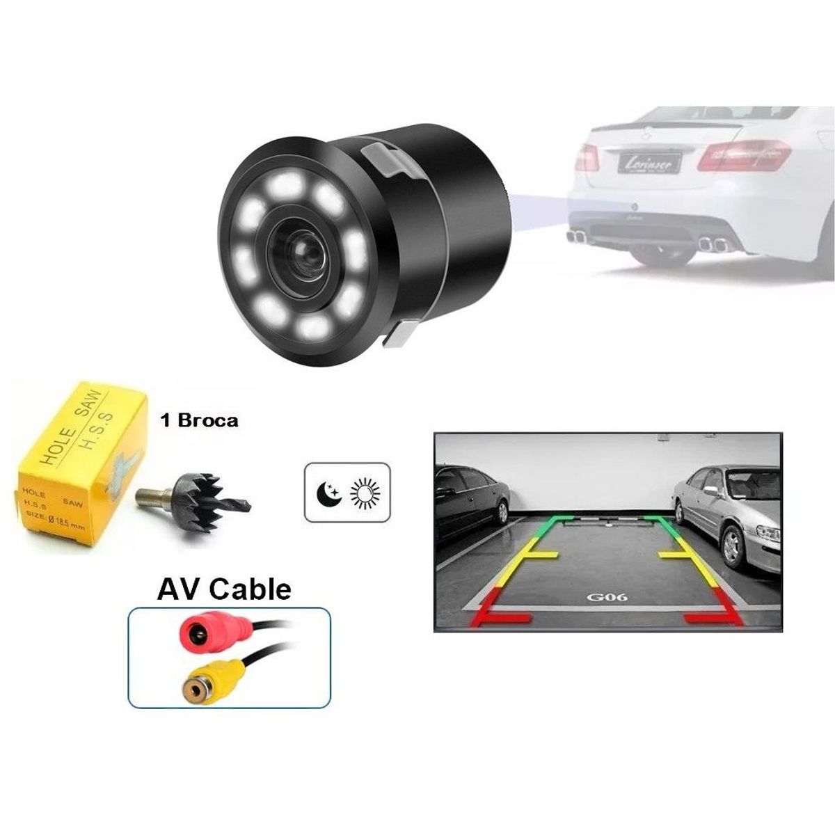 GENERICO - Camara De Retroceso Auto Camioneta Vehículos Universal 8 Led