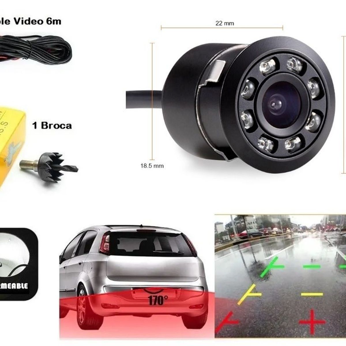 GENERICO - Camara De Retroceso Auto Camioneta Vehículos Universal 8 Led