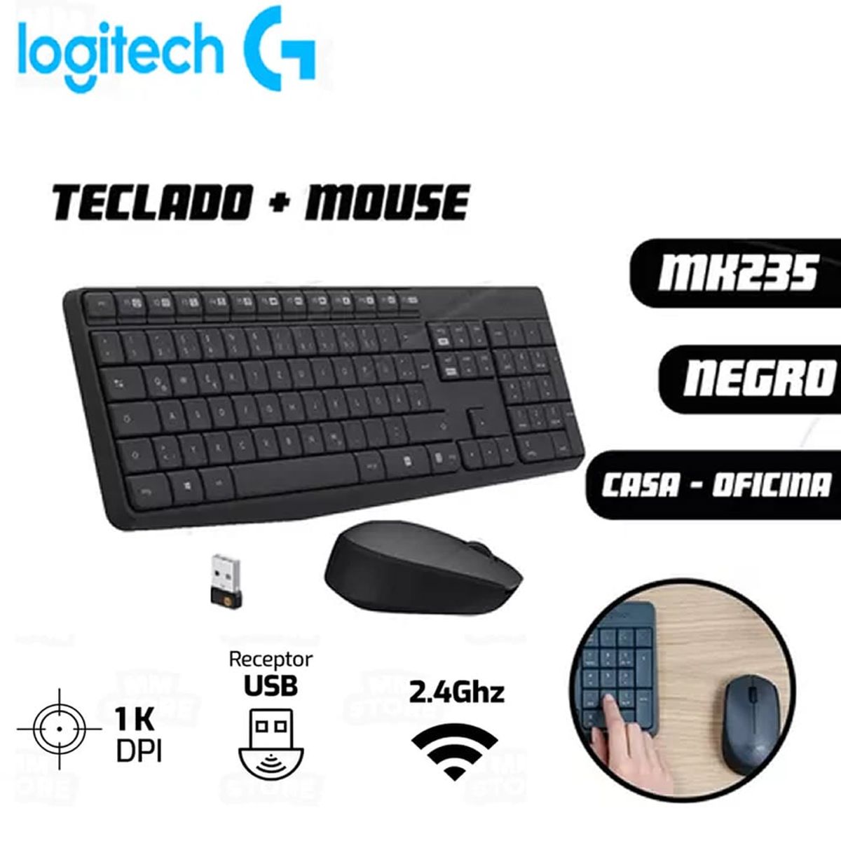 LOGITECH - KIT LOGITECH - TECLADO Y MOUSE MK235 INALÁMBRICO