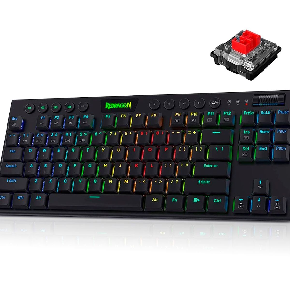 REDRAGON - Redragon K621 Horus TKL Teclado mecánico inalámbrico RGB Ultradelgado