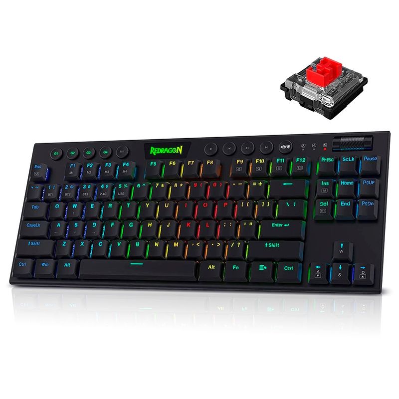REDRAGON - Redragon K621 Horus TKL Teclado mecánico inalámbrico RGB Ultradelgado