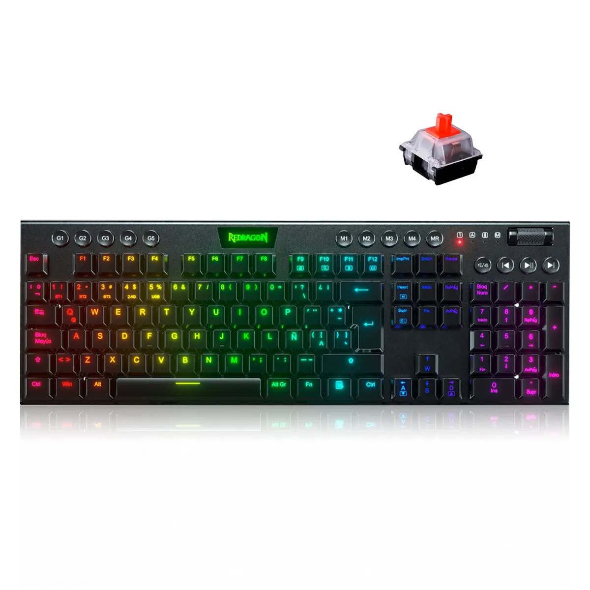 REDRAGON - Teclado Mecanico Bluetooth Redragon Horus K618 Switche Red