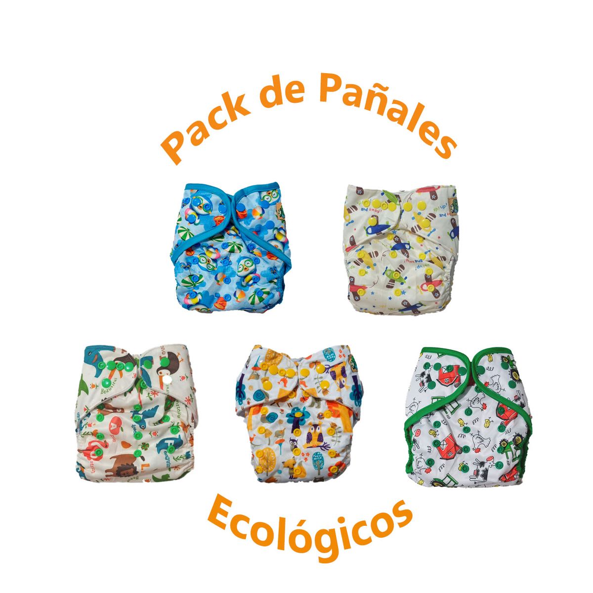GENERICO - Pañal Ecológico de Tela - Pack x 5 unid para Bebe