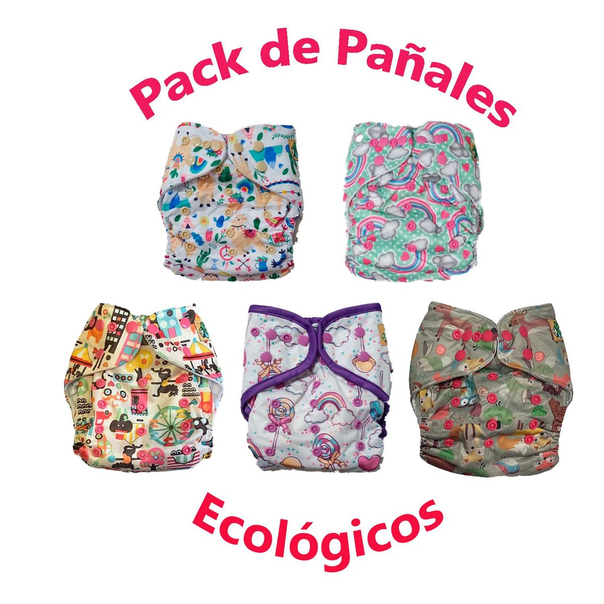 GENERICO - Pañal Ecológico de Tela - Pack x 5 unid Niña