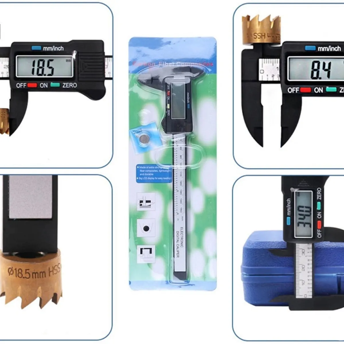 GENERICO - Calibrador Digital Vernier De Fibra De Carbono 150mm Pie Rey
