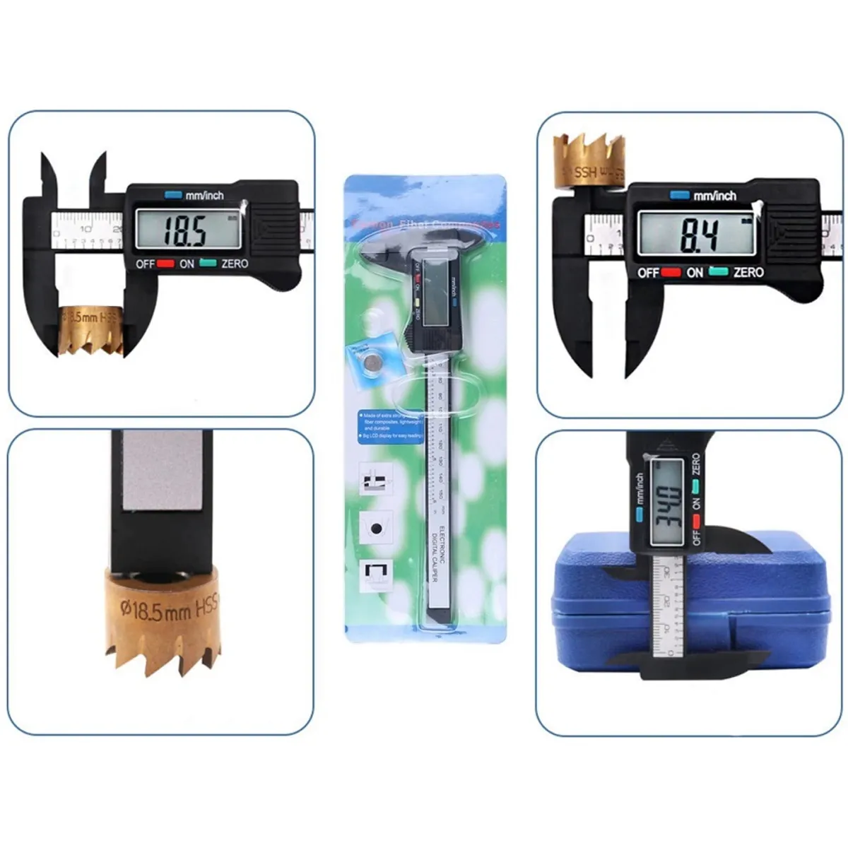 GENERICO - Calibrador Digital Vernier De Fibra De Carbono 150mm Pie Rey