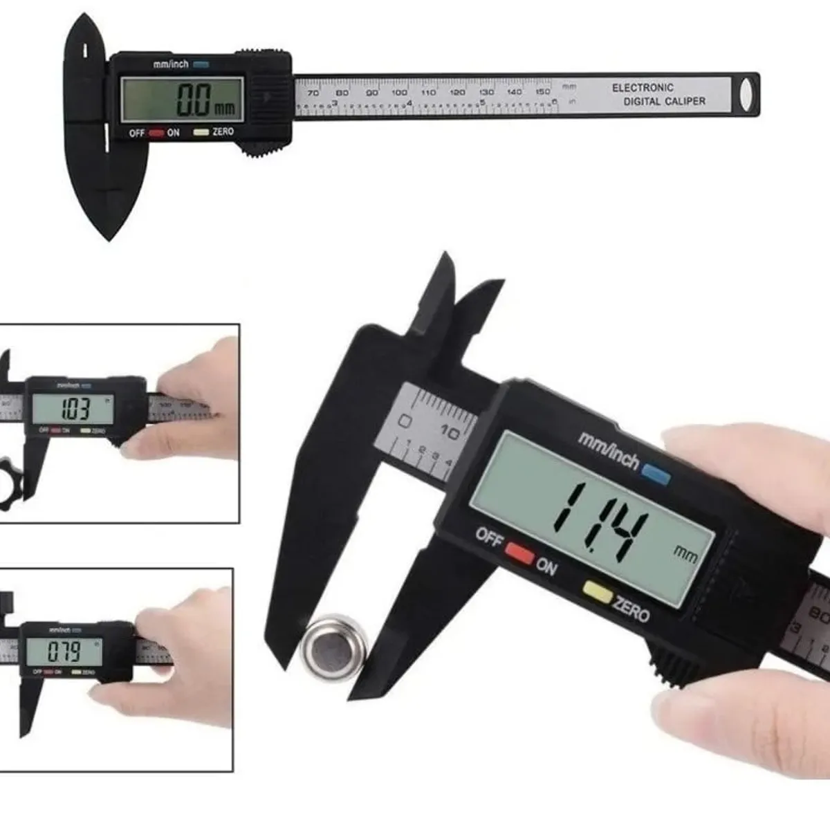 GENERICO - Calibrador Digital Vernier De Fibra De Carbono 150mm Pie Rey