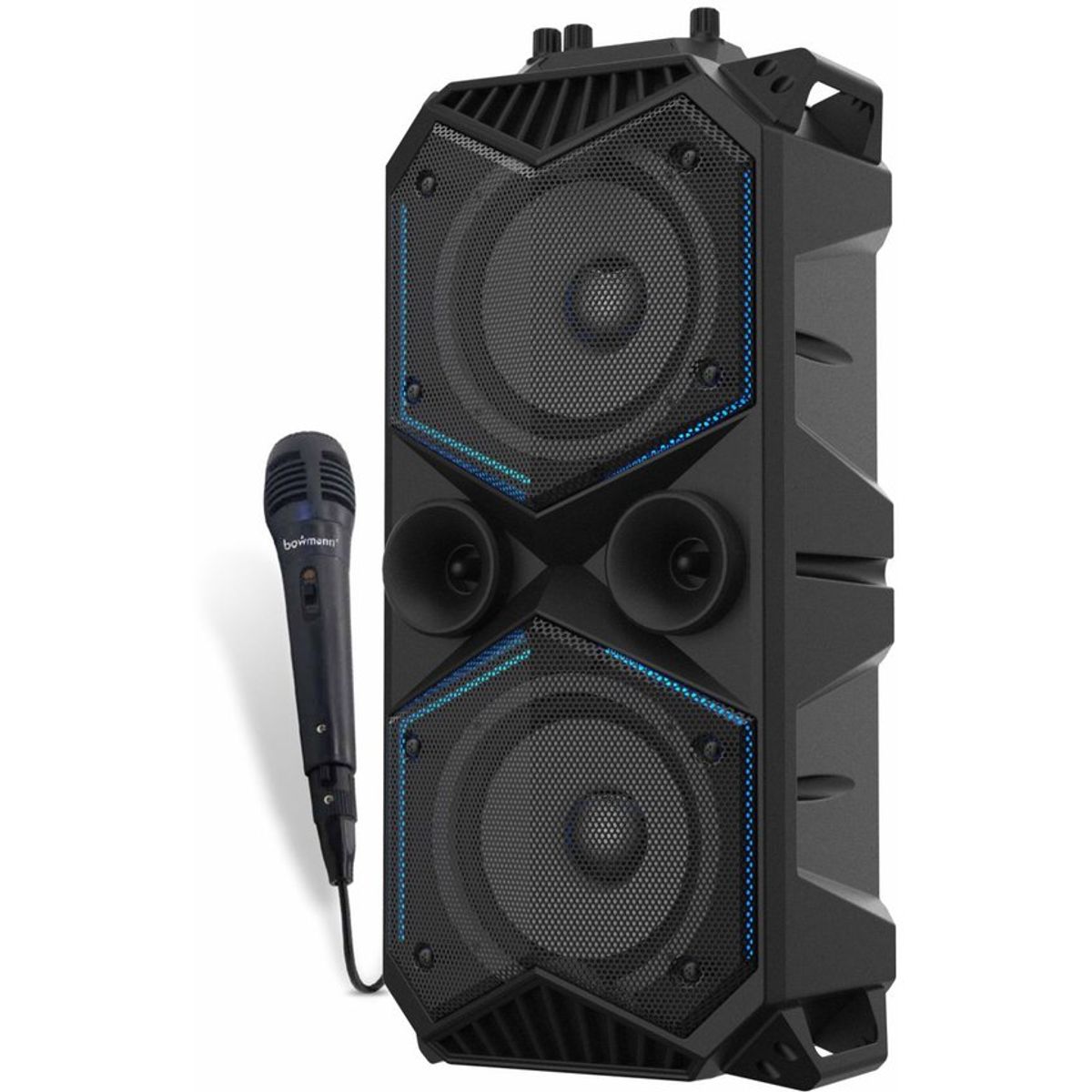 BOWMANN - PARLANTE BLUETOOTH KARAOKE PORTATIL LED AZUL BTS-265K