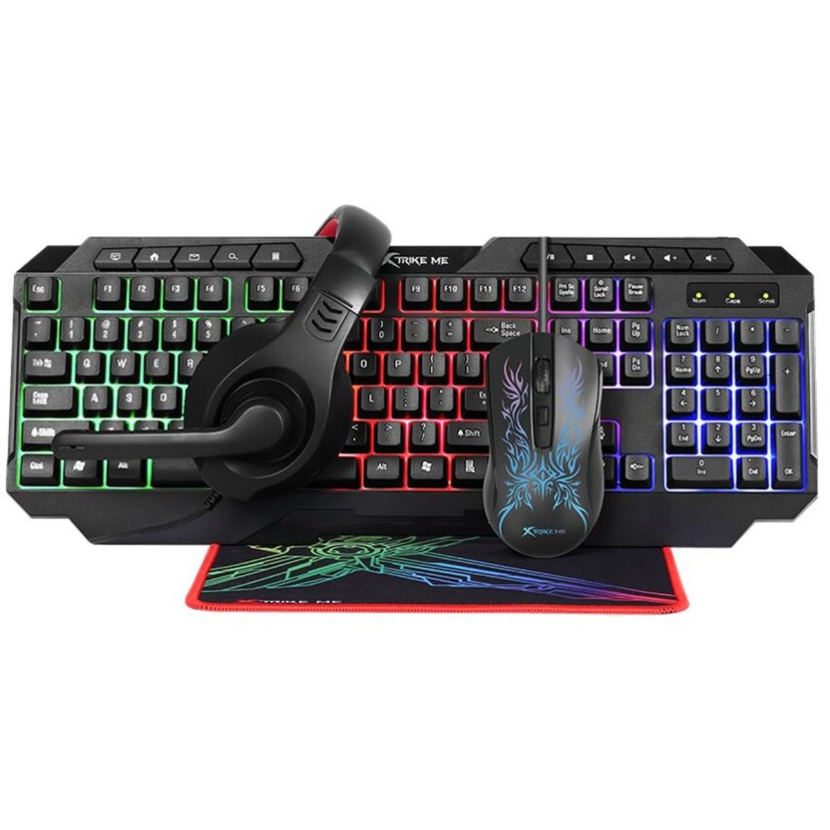 XTRIKE ME - Combo Gamer 4 en 1 Teclado+Mouse+Audifonos+Mpad Xtrike Me CMX-411