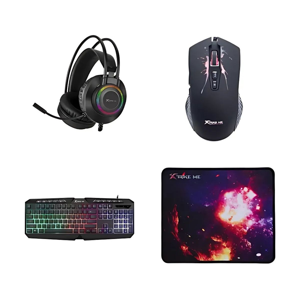 XTRIKE ME - Combo Gamer 4 en1 Teclado + Mouse + Audifonos + Mpad Xtrike Me CMX-410