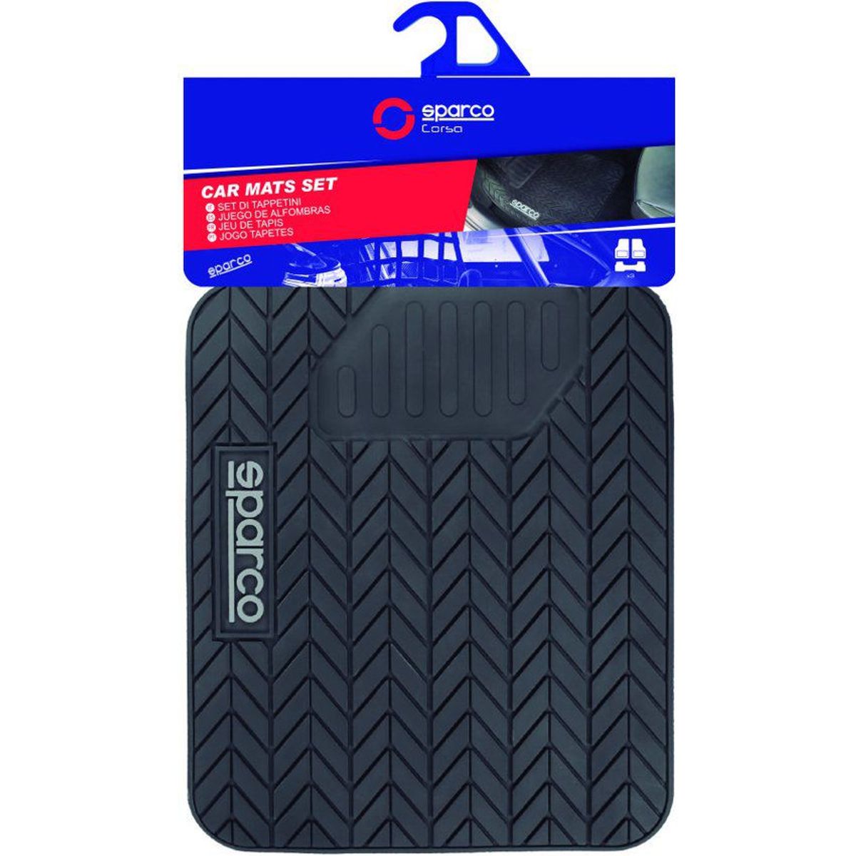 SPARCO - Set piso tapete auto goma 3 piezas neumático sparco SPF501bk