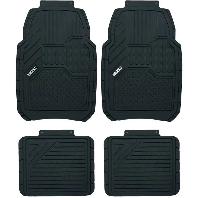 SPARCO - Set de pisos tapete auto goma-pvc 4 piezas sparco spc1917bk negro
