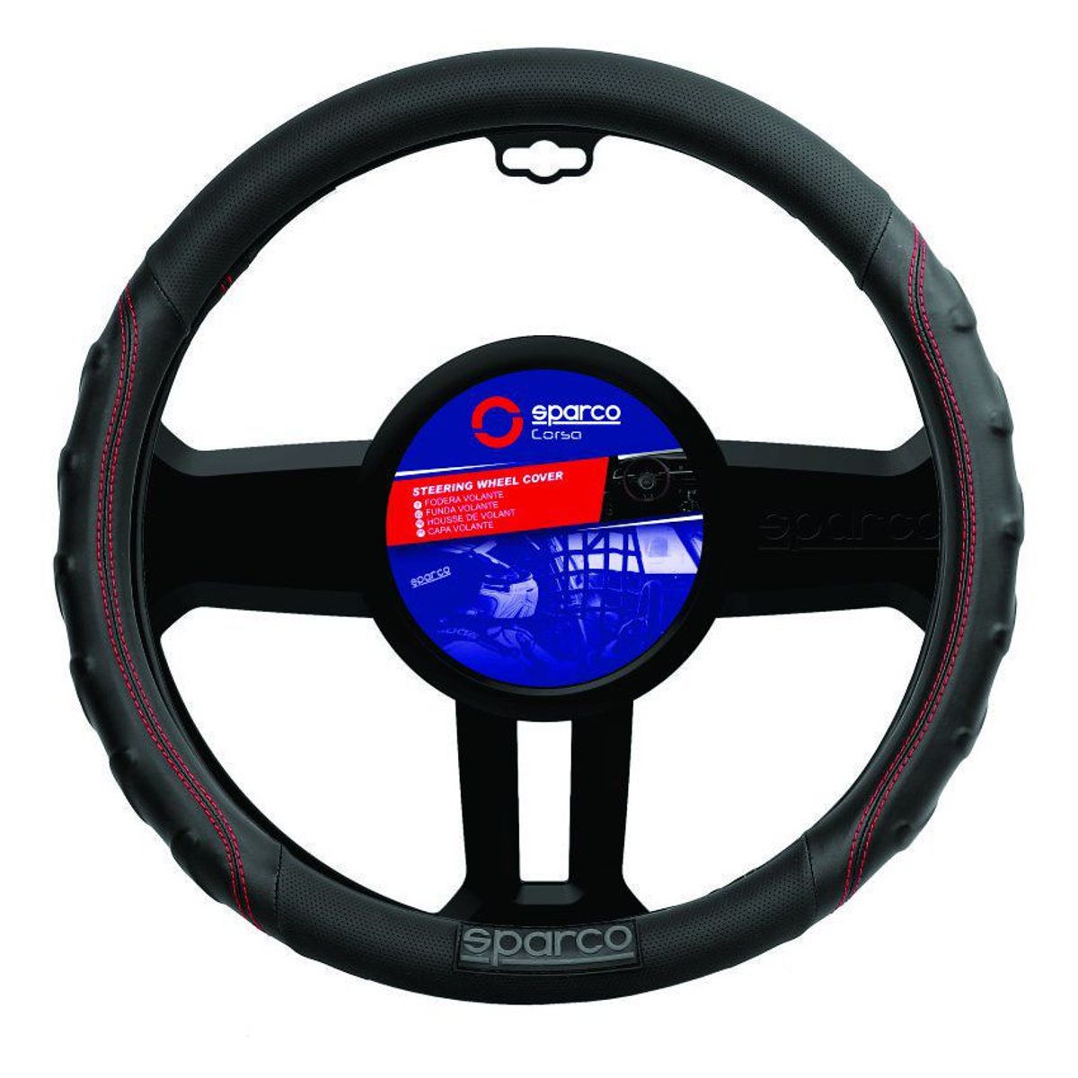SPARCO - Cubre volante sparco sps102rd negro - costura roja