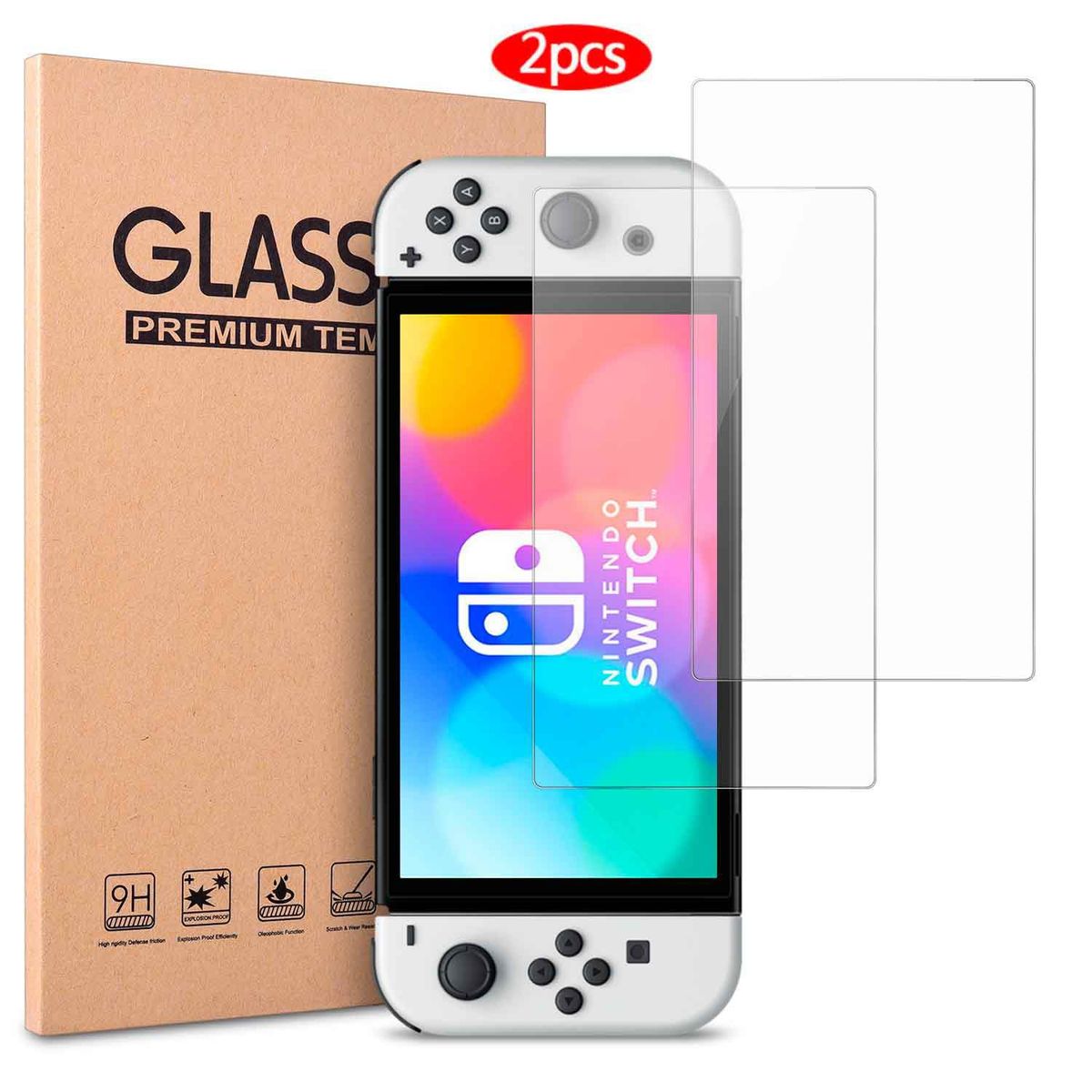 VARIOS - Pack 2 und Mica de Vidrio para Nintendo Switch OLED