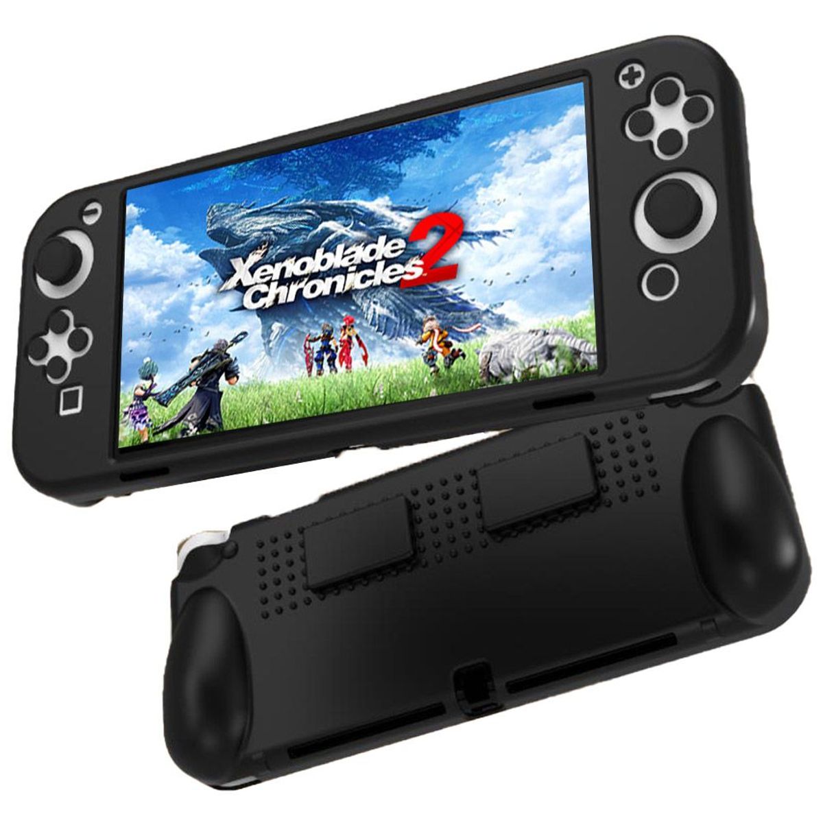 VARIOS - Pack Case para Nintendo Switch Oled Negro + Mica Vidrio Silicon pgtec