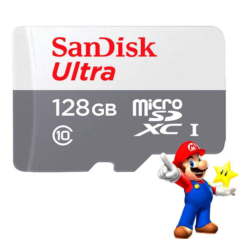 SANDISK - Memoria 128GB Nintendo Switch MicroSDXC UHS-I 100MBs Gris