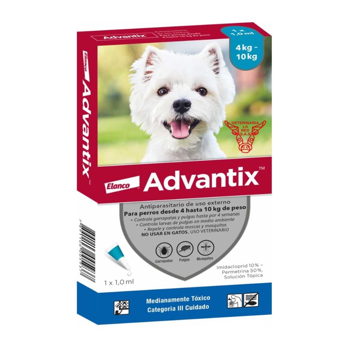 ADVANTIX - Advantix pipeta antipulgas para perros de 4 a 10 kg