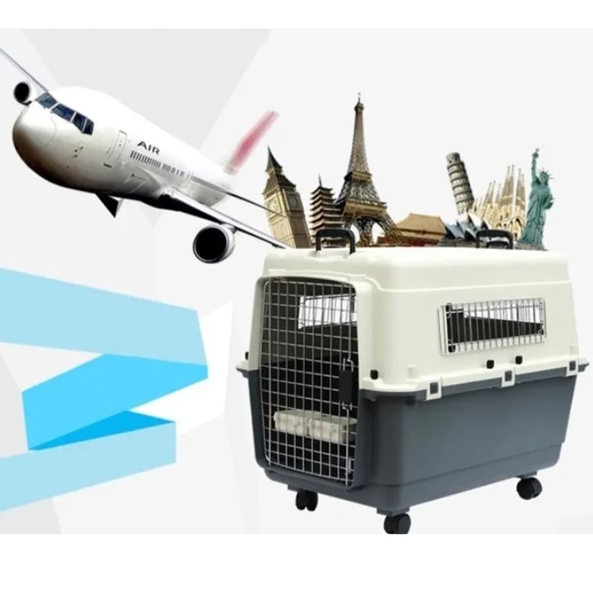 GENERICO - Kennel Transportador Jaula L100 Perros Grandes Fibra Llantas